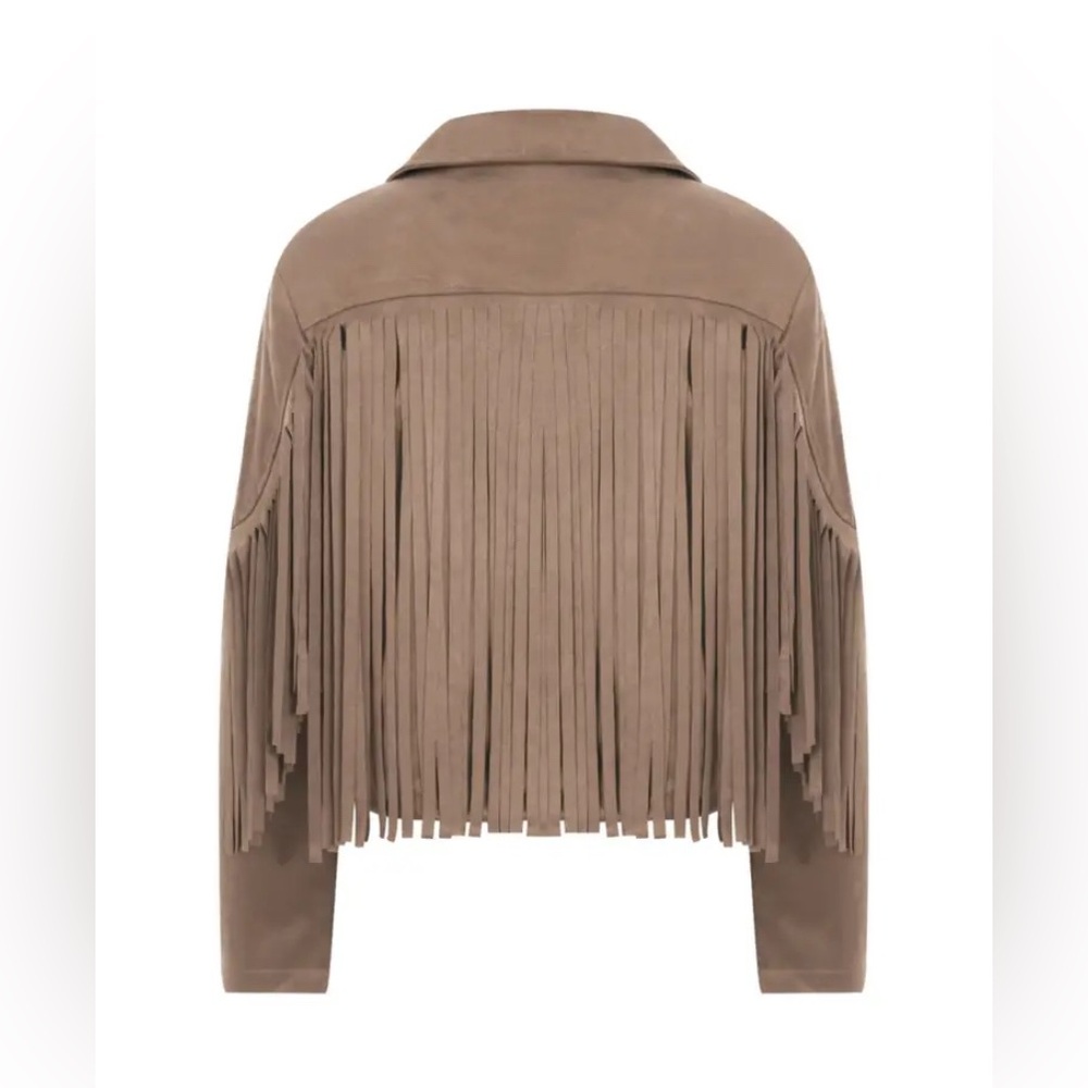 Western Tan Fringe Open Front Jacket NEW - Picture 2 of 7